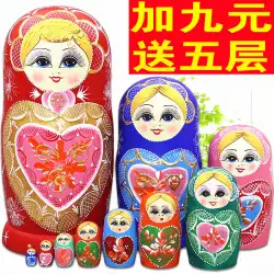ロシアの入れ子人形10層本物の教育玩具バスウッド風乾手描き手描きビブラートギフト飾り5412