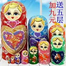 ロシアの入れ子人形10層の本物の手作りの木製品クリエイティブギフト10層のビブラートおもちゃの装飾品バスウッド