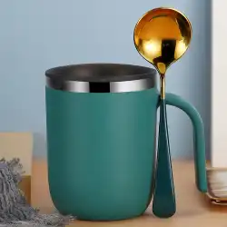 ふたスプーン付き304ステンレス鋼マグカップ創造的な個性カップかわいい朝食カップカップル飲料水カップコーヒーカップ