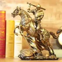 中世の武士の鎧モデルレトロなローマの鎧戦士創造的なバーの装飾工芸品騎士の戦争馬
