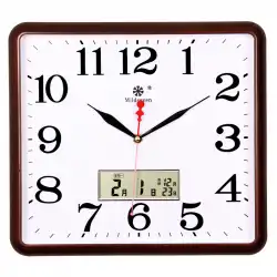 正方形の電子時計壁時計リビングルームミュートホームシンプルな創造的なファッションパンチのないクォーツ時計壁に掛かっている