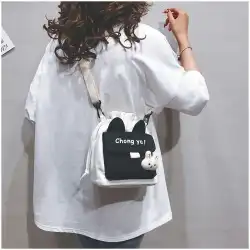 かわいい小さなバッグ2020新しい韓国のins日本の原宿キャンバスメッセンジャーバッグ女子学生ワンショルダーバケットバッグ