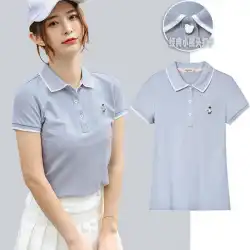 ベア半袖ラペルTシャツ2021新しいTシャツサマーコットンゴルフポロシャツ女性のカスタム作業服