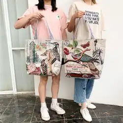 新しいキャンバスバッグレディースショルダーバッグコンピューターバッグ文学の森韓国キャンバスバッグ大容量学生バッグトートバッグ