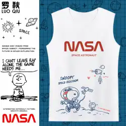 NASAスヌーピー共同漫画落書き宇宙飛行士ノースリーブTシャツ男子学生綿ベストトップ
