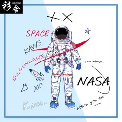 宇宙飛行士NASA共同創造的な手描きの落書きノースリーブTシャツメンズコットンベストカジュアルクールな服