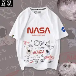 宇宙飛行士NASA宇宙飛行士グラフィティジョイントファンコットン半袖Tシャツメンズとレディースのカジュアルなハーフスリーブトップス