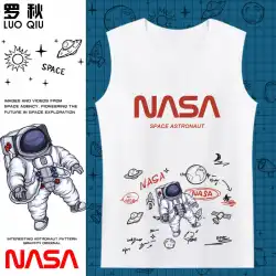 NASA宇宙飛行士共同宇宙飛行士落書き楽しいノースリーブTシャツメンズコットンベストカジュアル服
