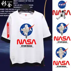 NASAの共同宇宙飛行士NASAは、偽の2つの半袖Tシャツメンズミッドスリーブ5ポイントスリーブ服を着ています