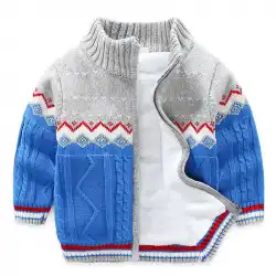 子供のベルベットの厚いセーター冬の子供服韓国の男の子のジャケットジッパーカーディガン赤ちゃんの綿の服綿の服8159