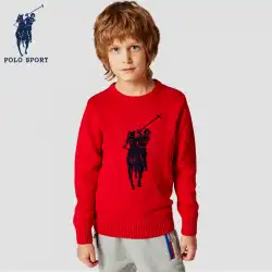 polosport子供服男の子セーター新しい春のボトミングニットセータープルオーバービッグボーイラウンドネックコットンセーター