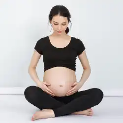 Tシャツジムスポーツトップ女性の半袖痩身露出おへそセクシーな綿長袖を実行している妊娠中の女性のヨガ服