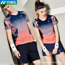 卸売新しいスタイルのバドミントンウェア女性の半袖トップス男性のスポーツスーツ卓球服競争服グループ購入印刷