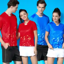 速乾性グループ購入卓球服テニスプラスサイズ半袖バドミントン着用半袖トップスメンズスポーツキュロット女性