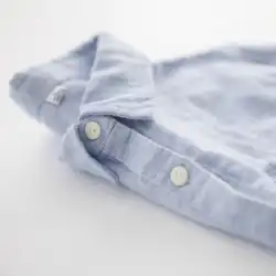 バグパイプ二層綿糸プロウェアブルーシャツレディース長袖シャツ純綿ボトミングシャツ日本の着心地