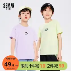 セミア子供用半袖Tシャツ男の子と女の子半袖夏新作Tシャツかわいいプリントボトミングシャツ韓国トップ