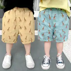 子供服の男の子の夏のカジュアルな5ポイントショーツ2021カジュアルな子供の赤ちゃんの洋服のフルプリントショーツの新しい韓国版