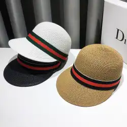 日焼け止め帽子、女性の夏の乗馬帽子、ビーチでの外出、太陽の帽子、麦わら帽子に沿って大きな韓国のファッションアヒルの舌
