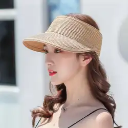 日よけ帽韓国の女性の夏休み海辺の休暇空のトップアヒルの舌乗馬麦わら帽子オールマッチ日焼け止め日よけ帽