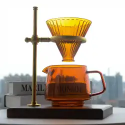 真鍮ウォールナットハンドブリューコーヒーホルダーV60コーヒーフィルターカップガラスフィルターカップホルダー調節可能なドリップフィルターホルダー