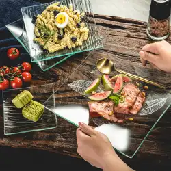 強化ガラスプレート食器耐熱家庭用透明フルーツプレートスナックプレートスナックプレートソーサーティープレート野菜プレート