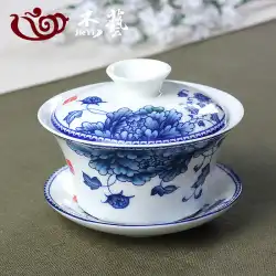 ガイワン茶碗茶碗大茶碗青白磁茶碗セット陶磁器白磁カンフー三才丼シングル