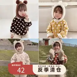 Youyou女の子の暖かいセーター2020新しい冬服韓国の子供服洋服プラスベルベットの厚い水玉模様のトップ