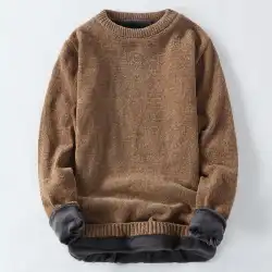 2021年のセーターメンズの新しい厚くてベルベットの冬のニットセーター韓国版の自己栽培冬の暖かい服のトレンド