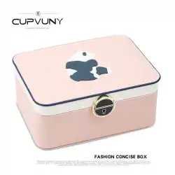 CUPVUNYパンダジュエリーボックス収納ボックス2層ロック大容量ジュエリーイヤリングネックレス絶妙なジュエリーボックス
