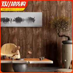 新しい中国のレトロなスタイルの模造木目調ログカラーテレビ背景壁紙リビングルーム3d三次元禅古典的な壁紙