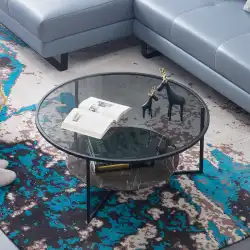 TotoroXiansenシンプルでモダンなガラスコーヒーテーブルリビングルームネット赤茶テーブル小さな家庭用円卓