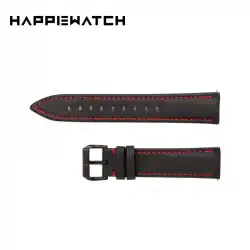 HappieWatchプレーンレザーストラップシンプルなユニセックスファッションレザーウォッチストラップクラシックブラックとブラック