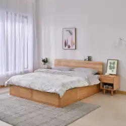 連邦家具北欧無垢材ベッドモダンなミニマリスト木製ベッドフレーム1.5メートル1.8ダブルマスターベッドルームキングベッドベッドルーム家具