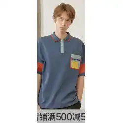 bosieBLUE夏の新しいポロシャツ男性カップルレトロカラーマッチングルーズファッション半袖シャツタイド16005