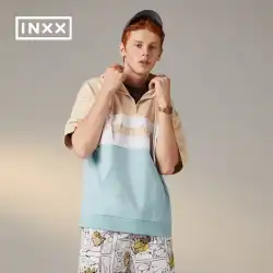 【INXX】スタンバイタイドブランド夏新作カップルルーズステッチフード付き半袖セーターユニセックススタイル