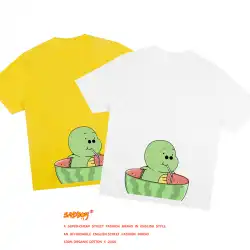 SadBoyおとぎ話の町の共同ブランドの王子族2つの卵シリーズの背後にあるスイカプリントルーズコットン半袖Tシャツ
