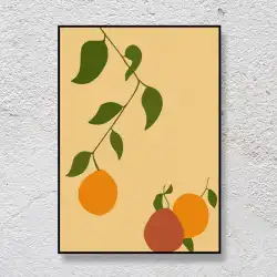 マティスフォーヴィスム文学装飾絵画ニッチレトロラインキャラクターオレンジの葉ぶら下げ絵画ins風飾り