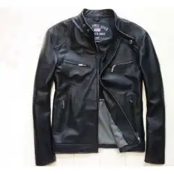 ドニー・イェン同じ輸入された最初の層の牛革の革のジャケットの男性の短いスリムなオートバイの革のジャケットのコートは髪に代わって
