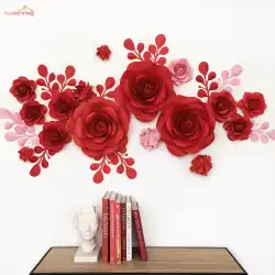 結婚式の部屋のレイアウト結婚式の結婚式の背景壁の花の写真撮影小道具創造的な紙の花のレイアウト小さな赤い本の推奨事項