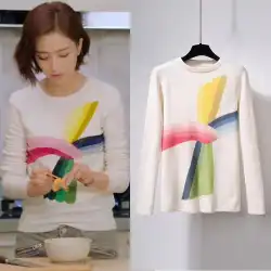 同じプルオーバーの白いニットセーターの女性のTongLiya GuanYuqing服Tシャツ印刷ラウンドネックでcmが大好き