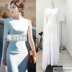 同じ白い片側のマントドレスを着たGuliNazha ShenYienが2019年の夏と秋の女性に世界を返します