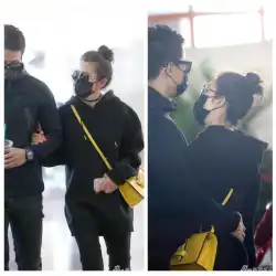 2017年春の憧れの生活リービンビン空港同じ黒長袖フード付き韓国版スプリットセーター