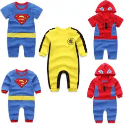 新しいスーパーマンブルースリージャンプスーツスタイリングロンパース男性と女性の赤ちゃん長袖春と秋の幼児ロンパース夏半袖