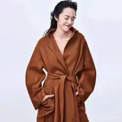 2021年のスターYaoChen GuJia同じ水波紋カシミヤコート秋と冬の新しい両面ウールコート婦人服