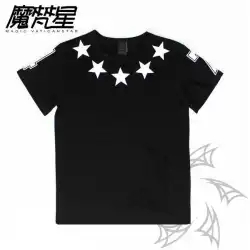 新しい羅志祥ピギーネックスターアーム47デジタルタイドラウンドネック男性と女性のカップルカジュアル半袖Tシャツ