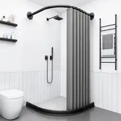 バスルームバスルームシャワー防水高級シャワーカーテンロッドセットフリーパンチングドライ＆ウェットセパレーション磁気吸引パーティションカーテンアーク