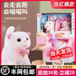 シミュレーション猫のおもちゃの猫は、人形の子供の電気ぬいぐるみペットの子猫の誕生日プレゼントの女の子を呼び出して歩きます