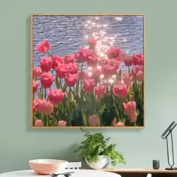 チューリップデジタル油絵diy充填手作り植物花装飾絵画減圧充填カラー油絵吊り絵画