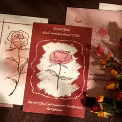 30はがきバラと彼女のシリーズロマンチックなイン風の花文学カップルイラスト学生ギフトメッセージ手作りdiy小さなカード大学院の日祝福クリスマスグリーティングカードのカスタマイズ