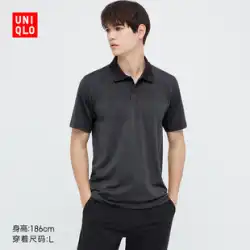 ユニクロメンズDRY-EX吸湿発散性ポロシャツ（半袖ストライプスウェットシャツ速乾性）449091